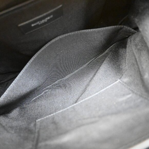 Saint Laurent Logo Zebra Backpack Bag Canvas Leather Yellow Black 85RL233 - Picture 13 of 16